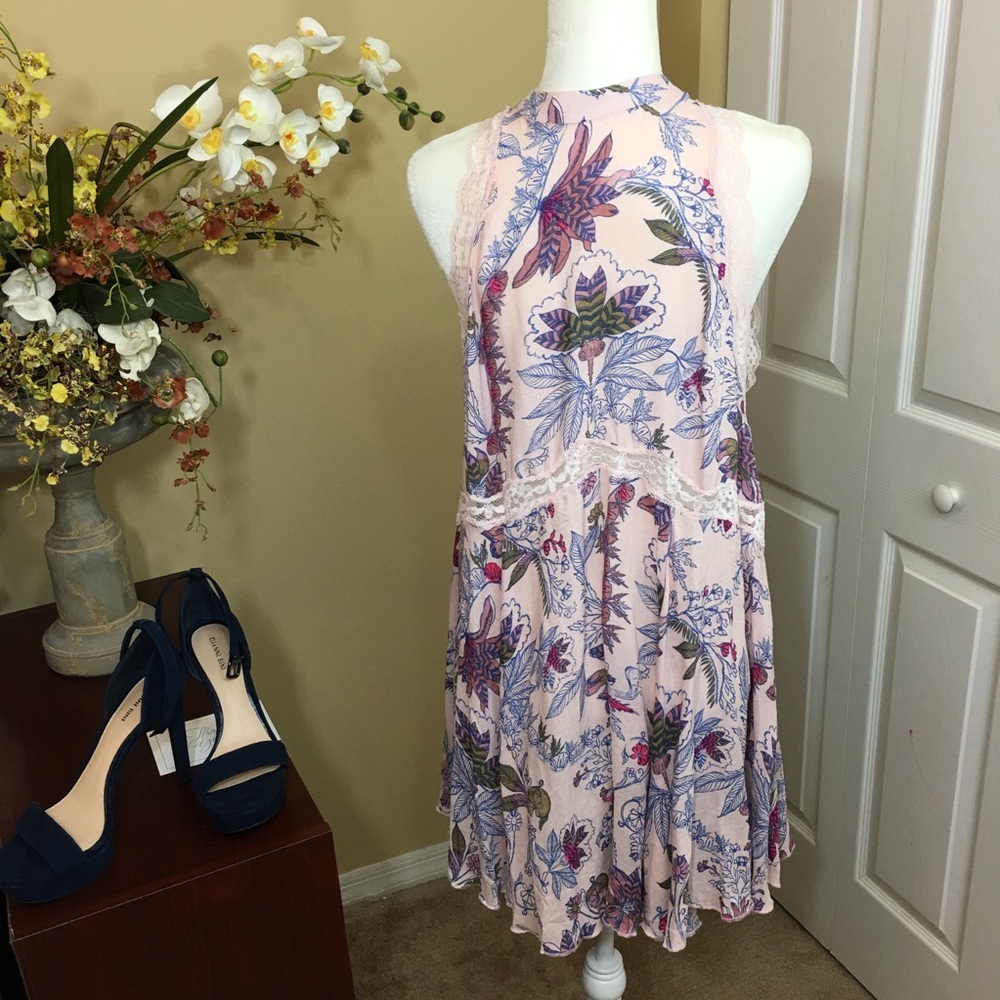 FREE PEOPLE SHE MOVES FLORAL LACE SLIP DRESS/TUNIC, SIZE MEDIUM (NWT) - Picture 4 of 8